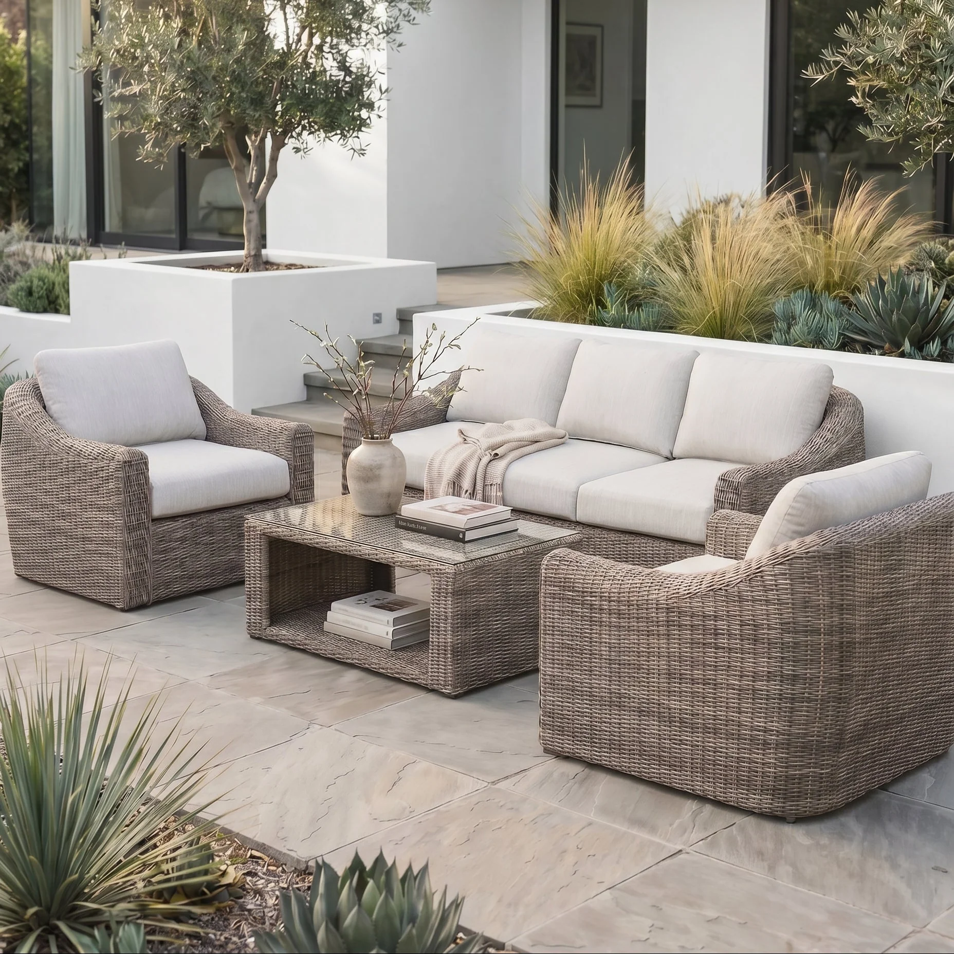 Azore Wicker Sofa Set with Coffee Table