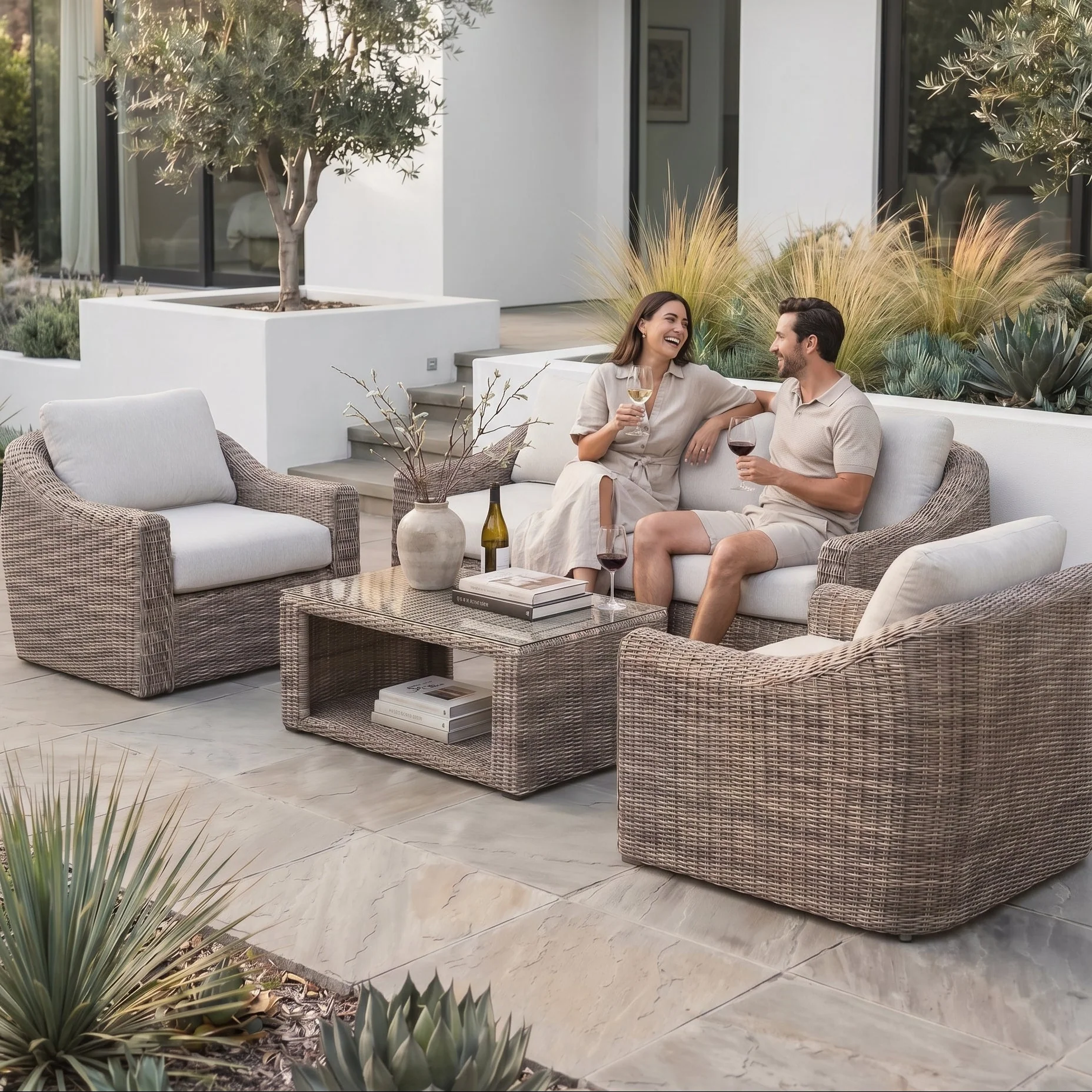 Azore Wicker Sofa Set with Coffee Table - Image 2