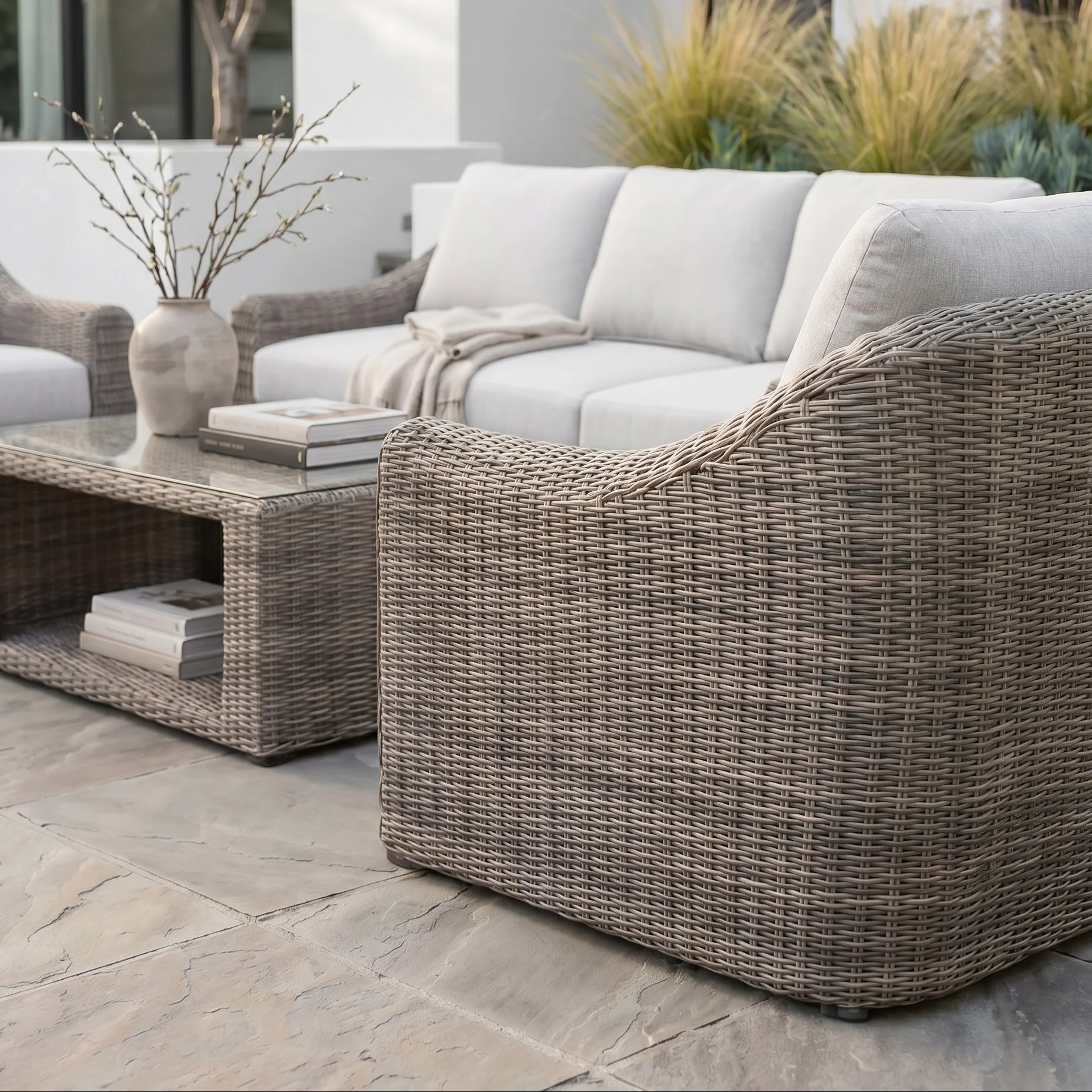 Azore Wicker Sofa Set with Coffee Table - Image 4