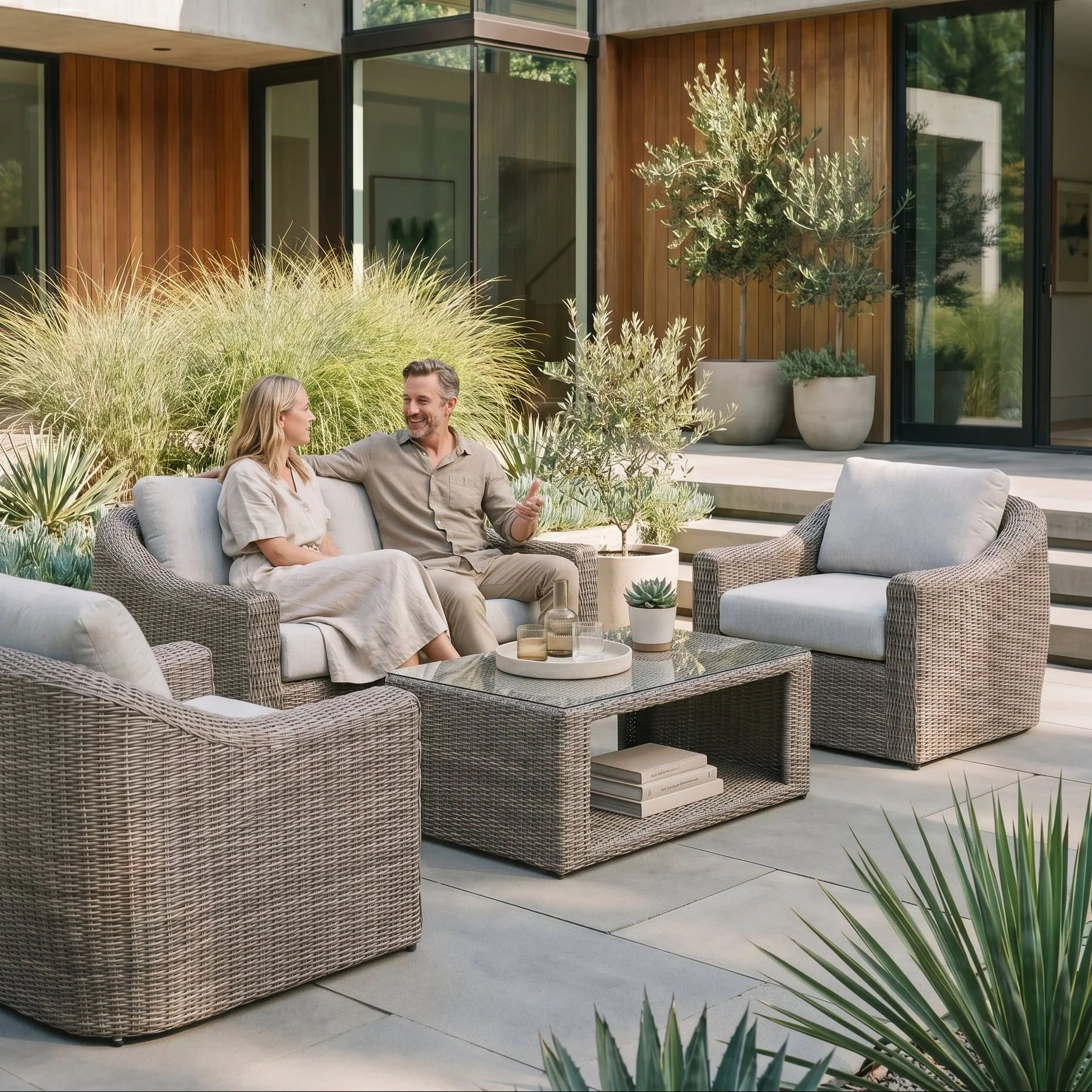 Azore Wicker Sofa Set with Coffee Table - Image 7