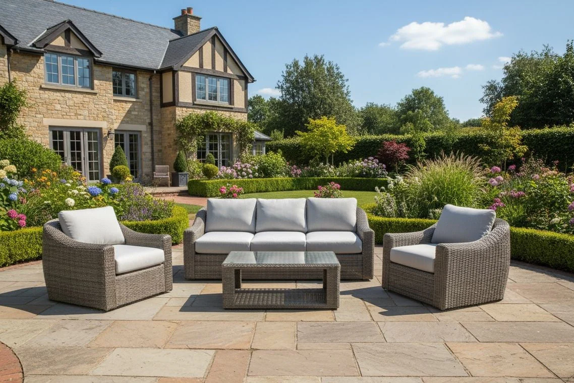Azore Wicker Sofa Set with Coffee Table - Image 9