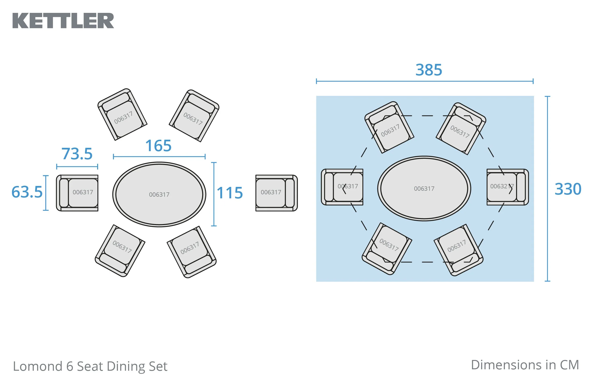 Biarritz 6 Seat Dining Set with 3m Round Parasol & Base - Image 3