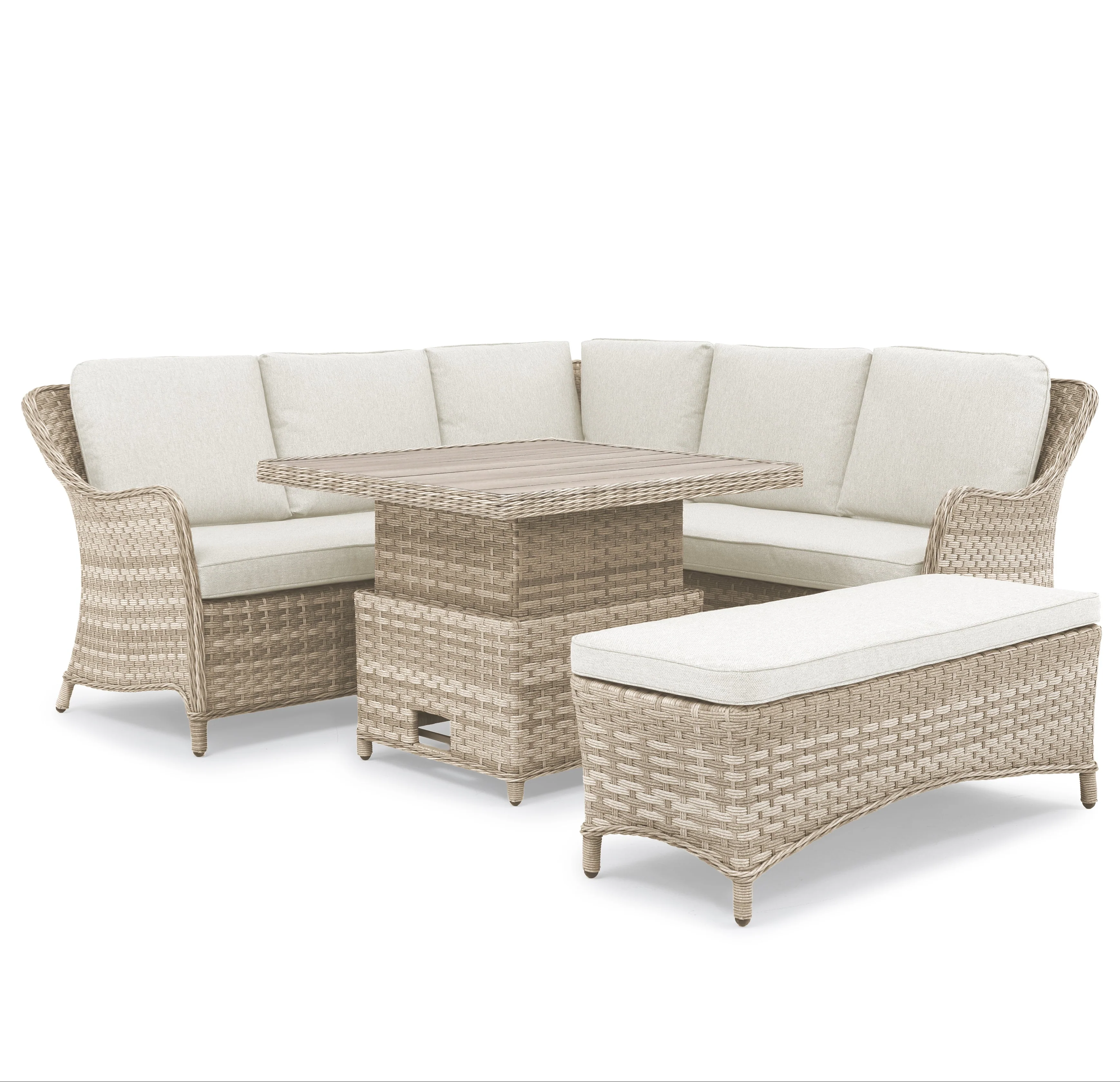 Biarritz Wicker Square Corner Set with High/Low Dining Table - Image 3