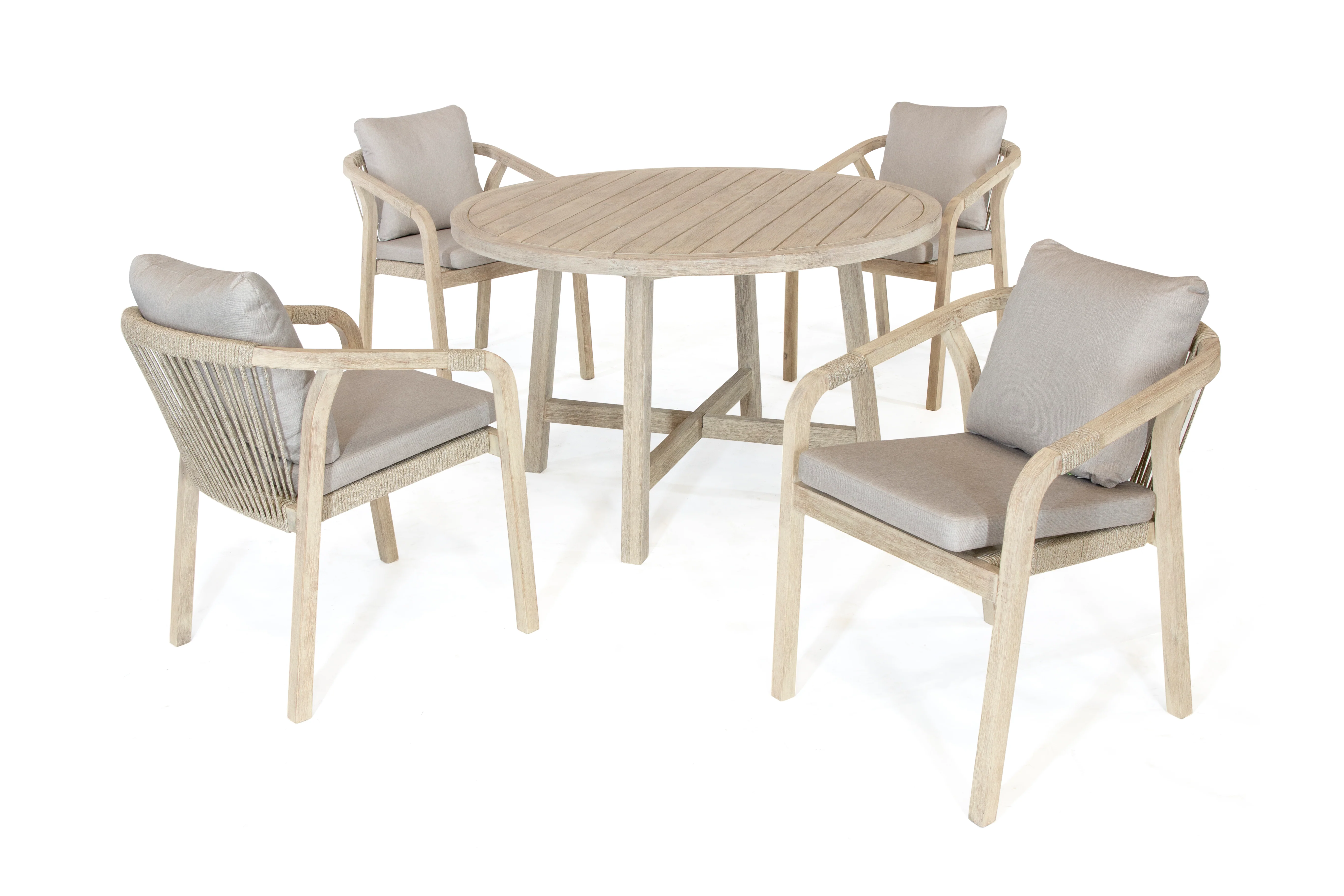 Cora Acacia Wood 4 Seat Round Dining Set - Image 4