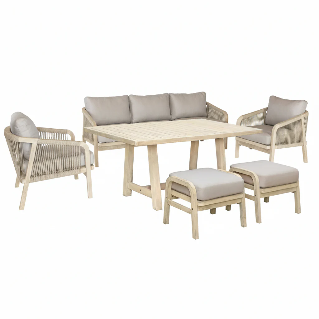 Cora Wood 7 Seat Casual Dining Set - Image 2