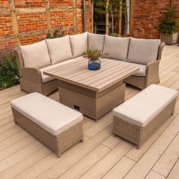 Derwent Recliner Corner Set and 120x120cm High/Low Table - Image 4