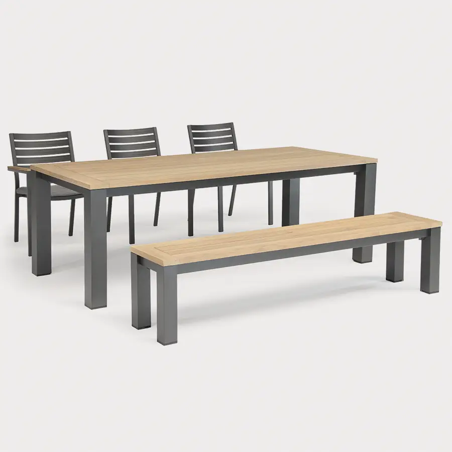 elba 6 Seat Dining Set with 3 Chairs and 1 Bench - Image 2