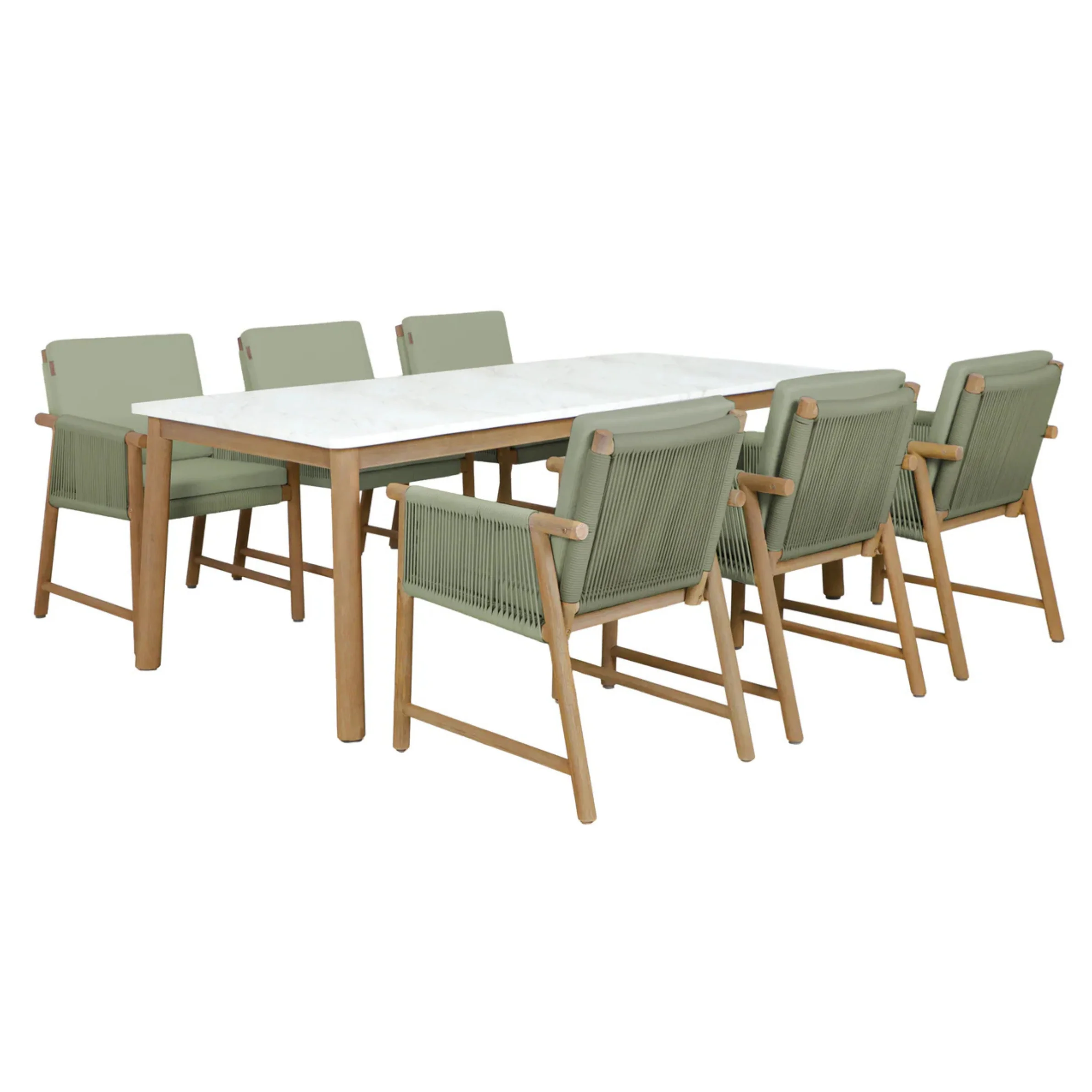 Forest 6 Seat Acacia Wood Dining Set with Natural Stone Finish - Image 5