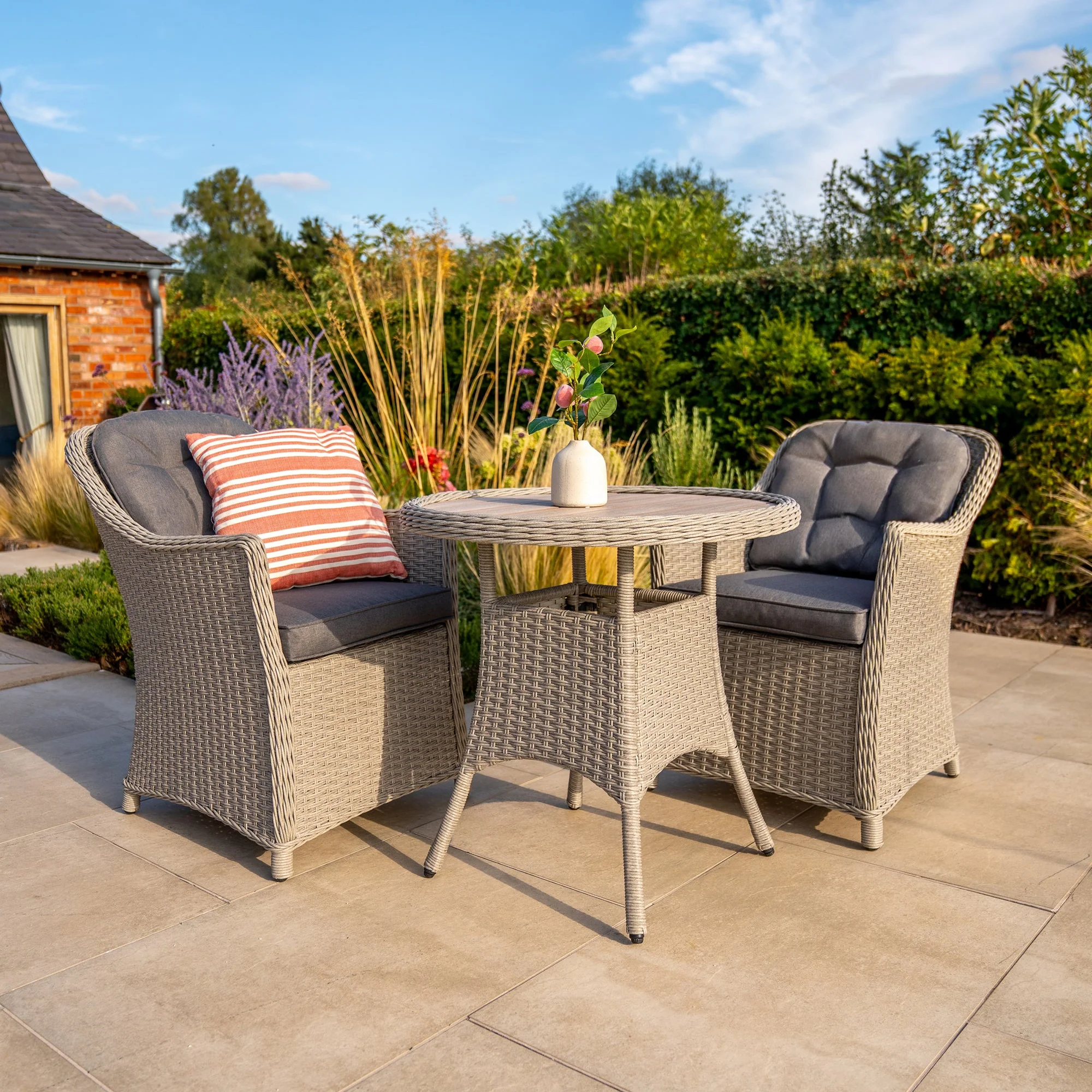 Foxley 2 Seat Wicker Bistro Set with 70cm Round Table - Image 3