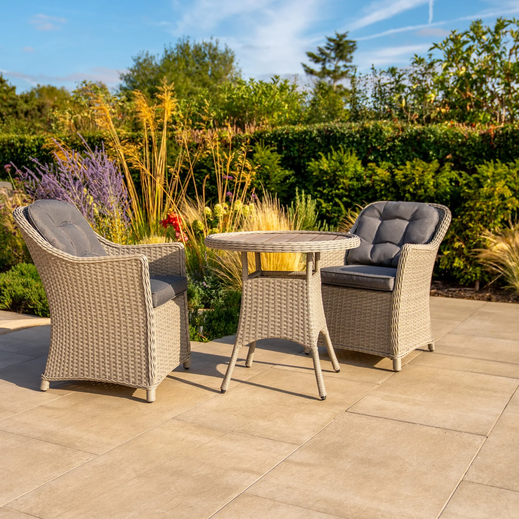 Foxley 2 Seat Wicker Bistro Set with 70cm Round Table - Image 4