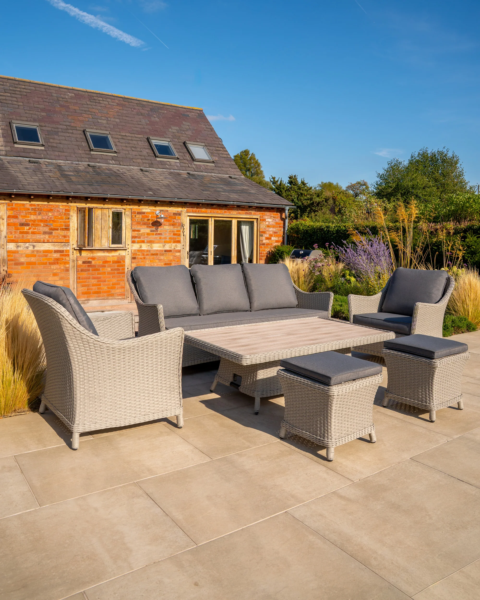 Foxley Wicker Sofa Set with High/Low Table - Image 4
