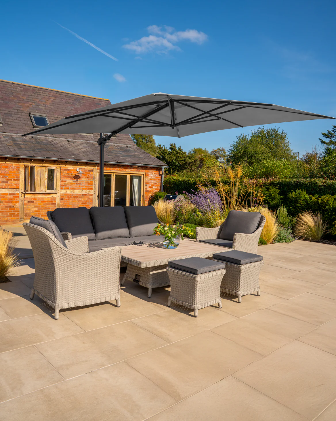 Foxley Wicker Sofa Set with High/Low Table - Image 7