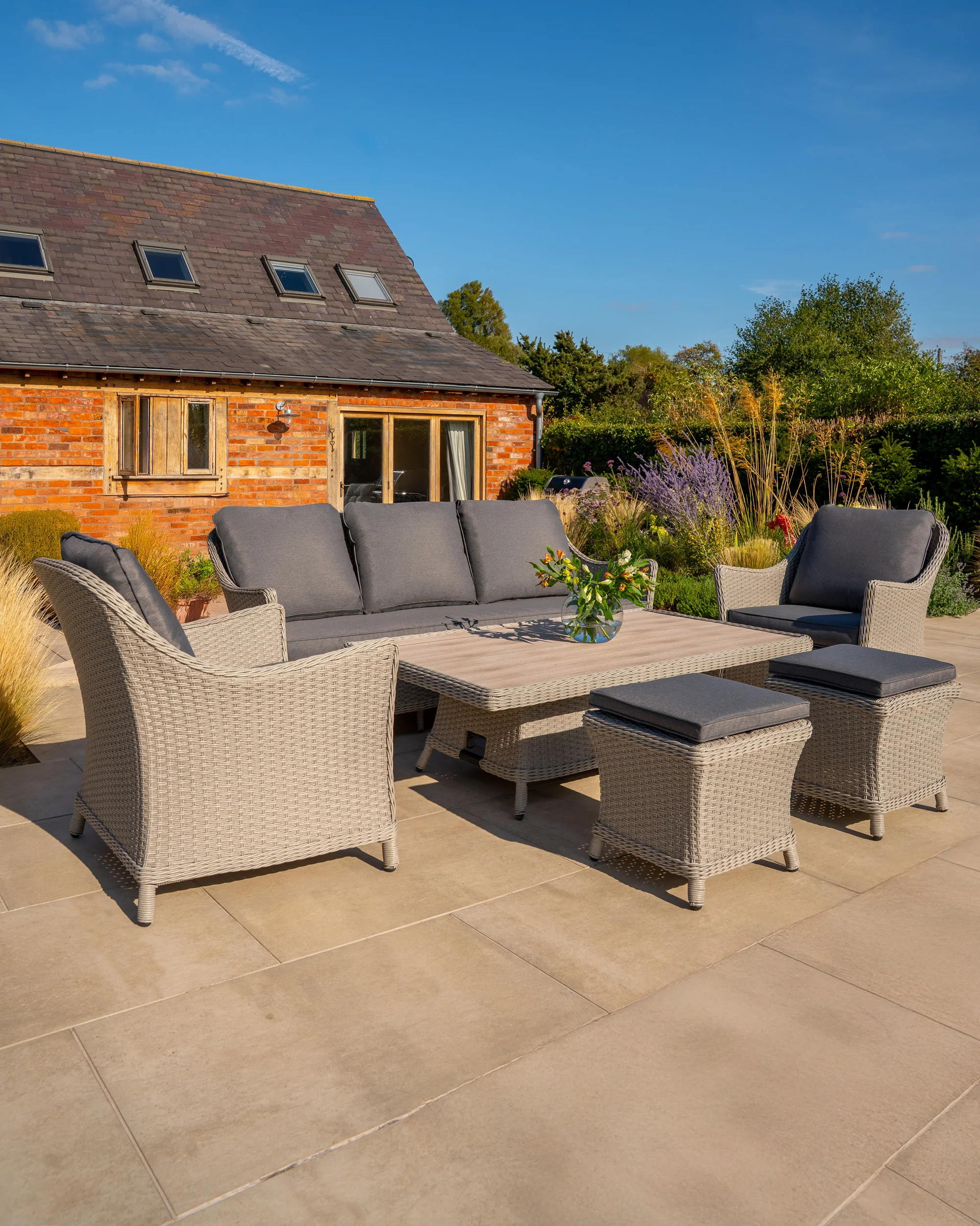 Foxley Wicker Sofa Set with High/Low Table - Image 9