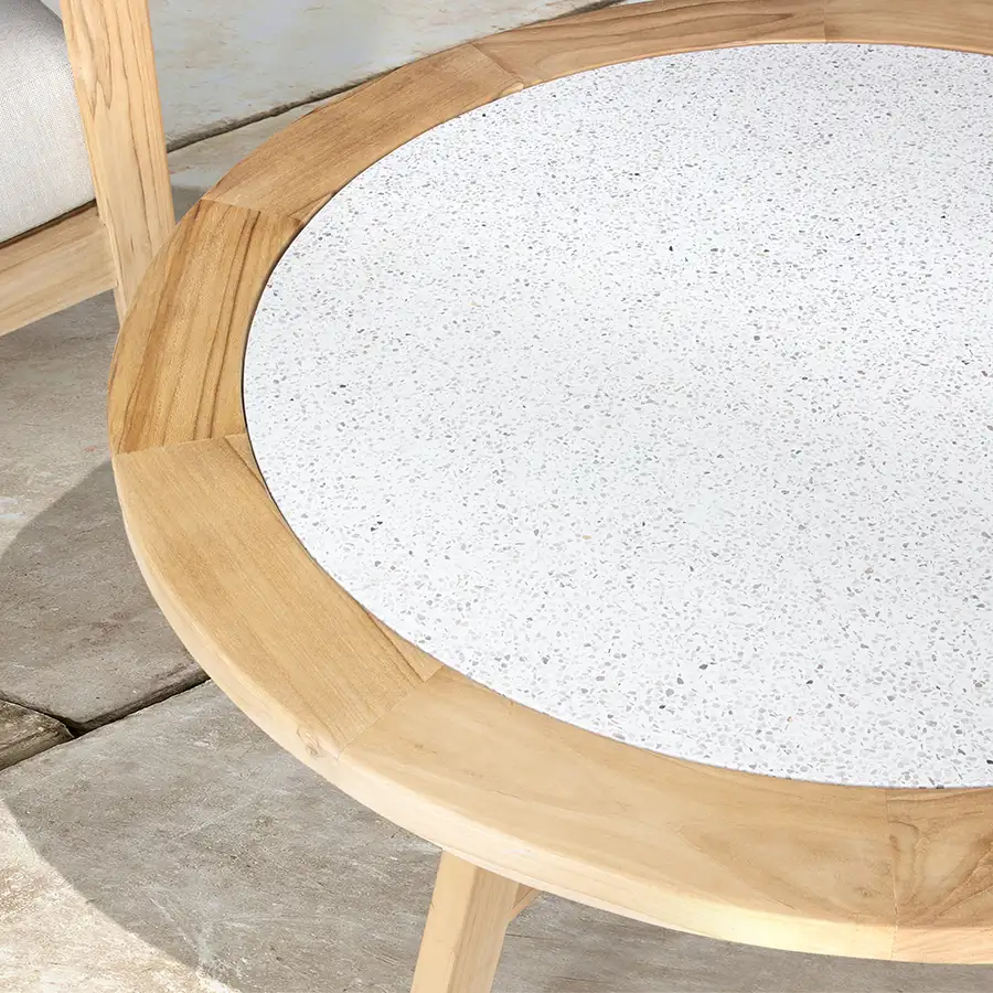 Kubu Coffee Table 100cm Round Terrazzo Top - Image 3