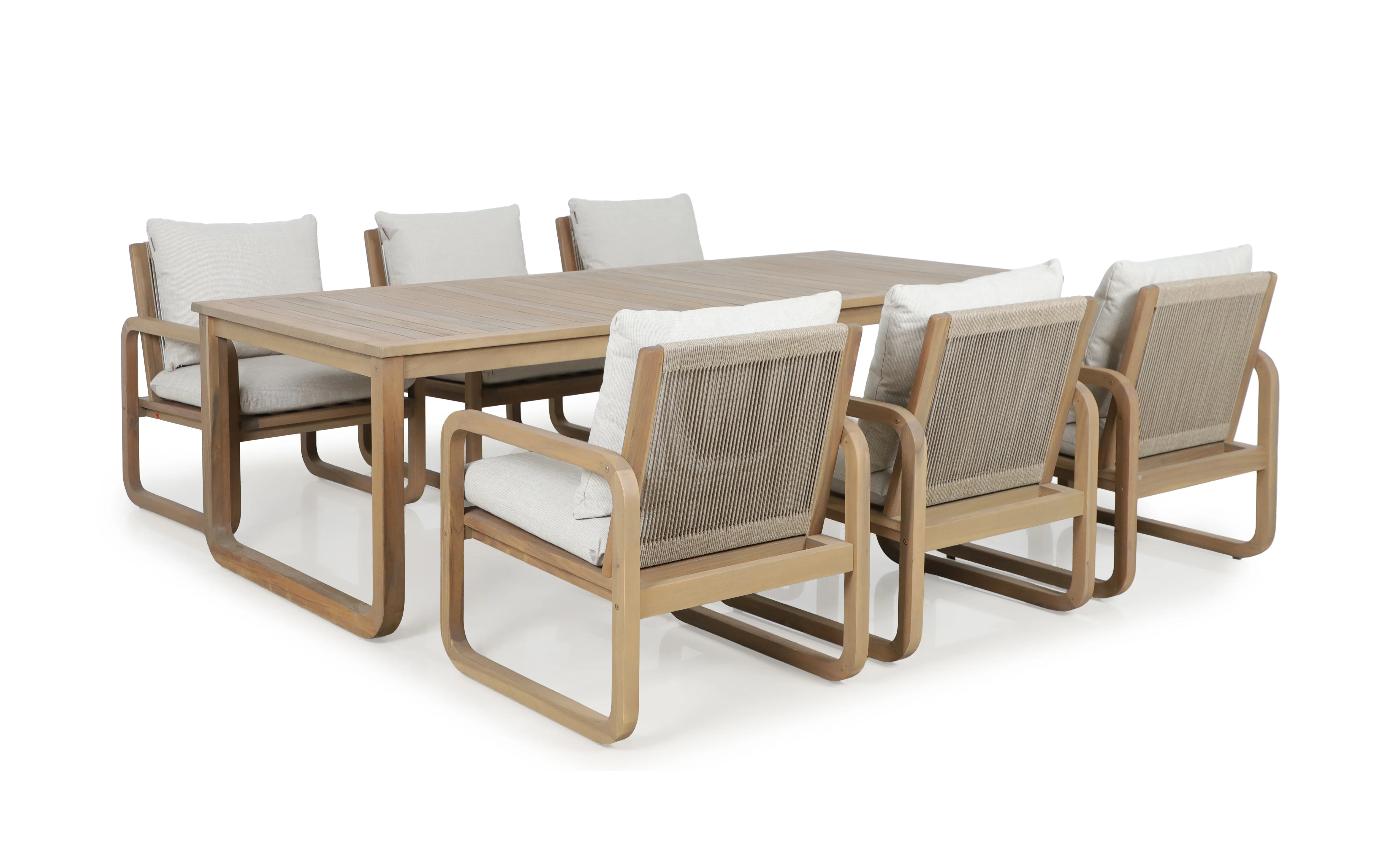 Lando 6 Seat Acacia Wood Dining Set - Image 5