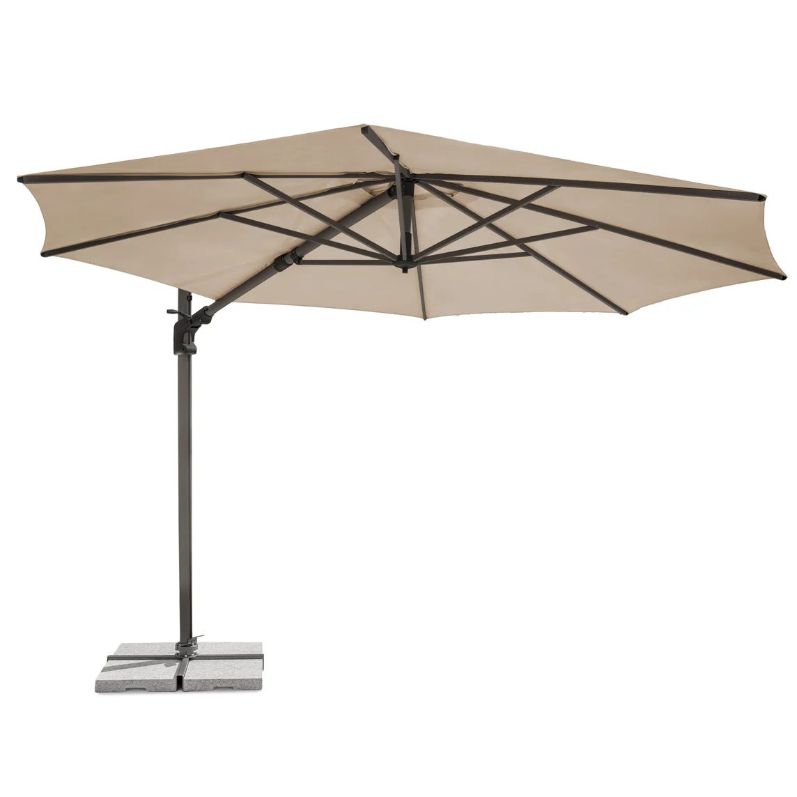 Luna 3m Round Cantilever Parasol with Granite Base & Night Cover - Image 9
