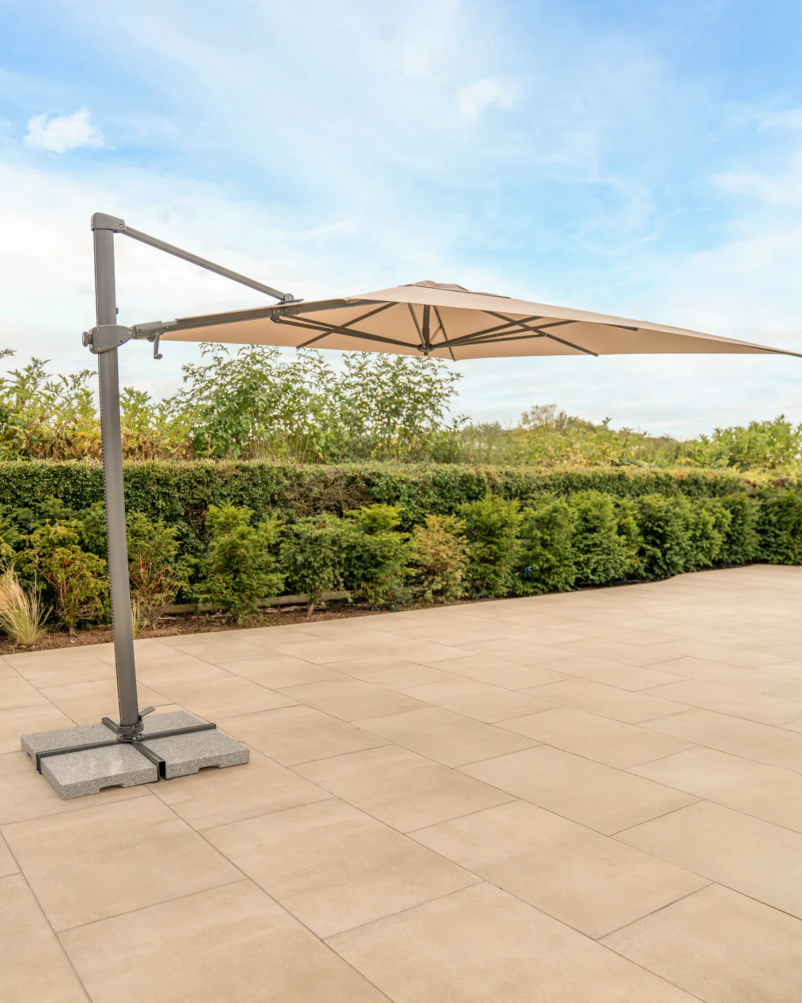 Luna 3M Square Cantilever Parasol with Granite Base & Night Cover - Image 4