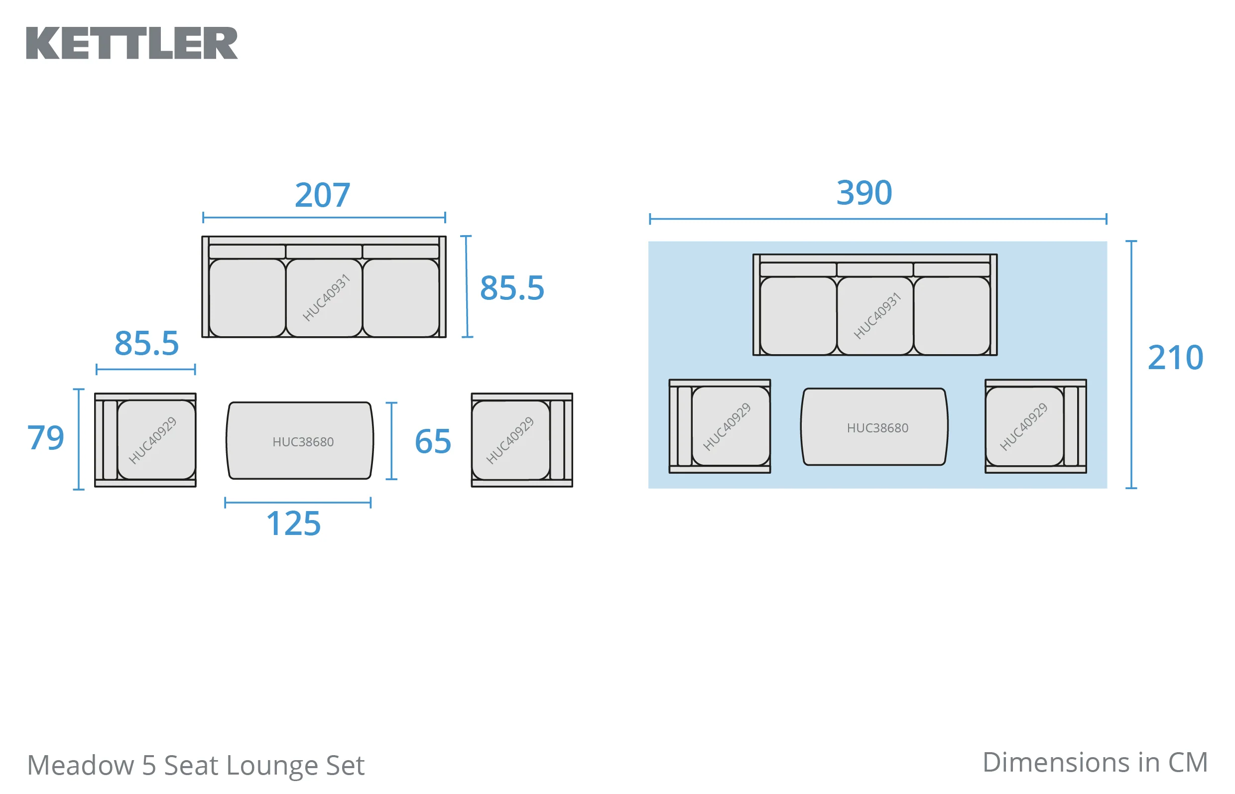 Meadow 5 Seat Wood Lounge Set - Image 8