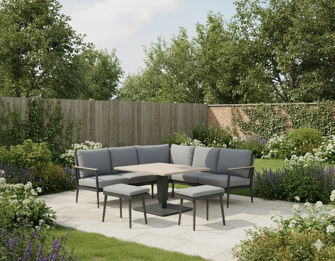 Merano Aluminium Corner Set with Square High/Low Table - Image 5