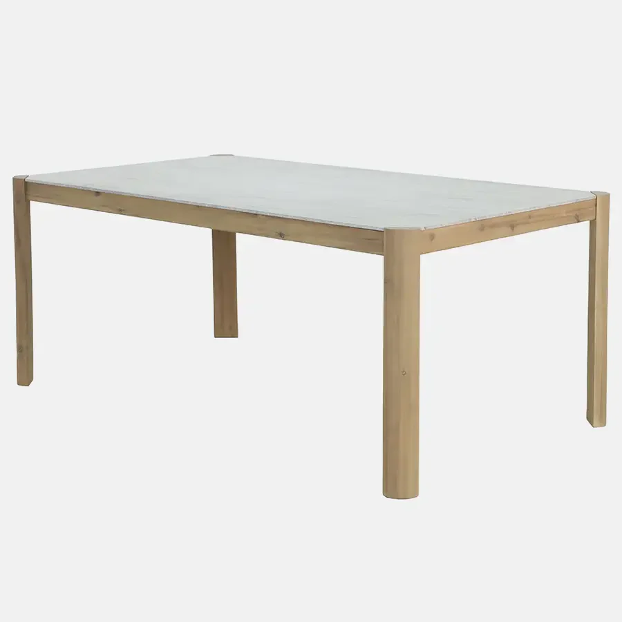 Nara Acacia Wood Dining Set with Marble Effect Tabletop - Image 6