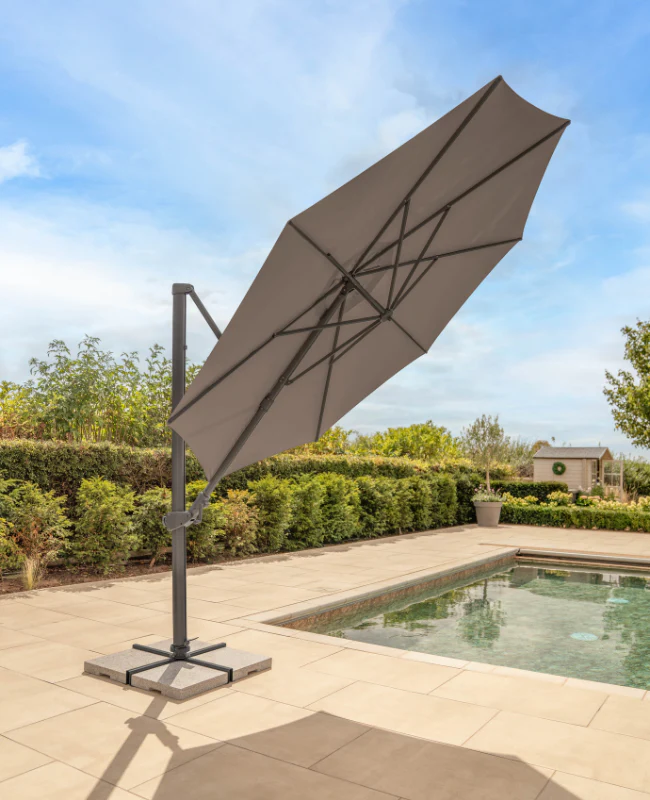 Orion 3m Round LED Cantilever Parasol with Granite Base & Night Cover - Image 4