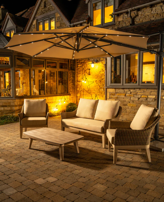 Orion 3m Round LED Cantilever Parasol with Granite Base & Night Cover - Image 5