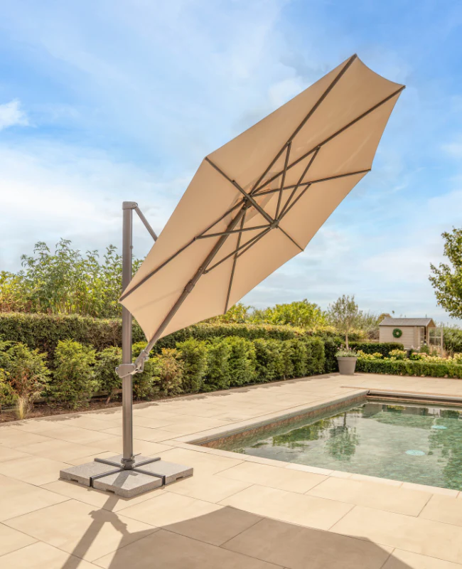 Orion 3m Round LED Cantilever Parasol with Granite Base & Night Cover - Image 6