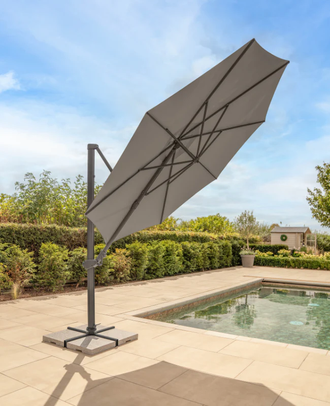 Orion 3m Round LED Cantilever Parasol with Granite Base & Night Cover - Image 7