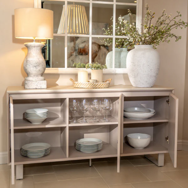 Oslo 3 Door Sideboard - Beige - Image 3
