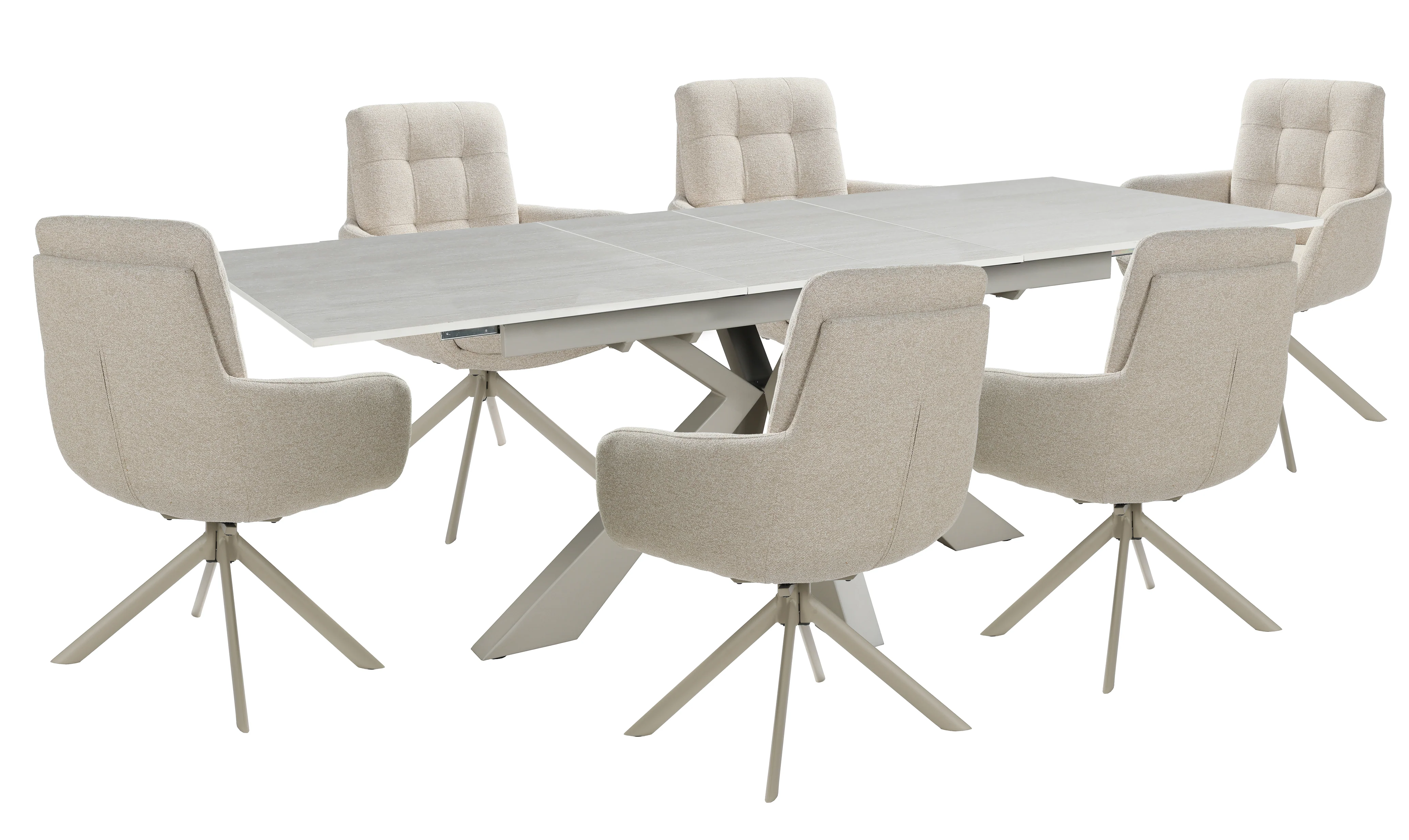 Oslo 6 Seat Indoor Dining Set with ceramic extendable table and 6 auto swivel dining chairs - Image 8