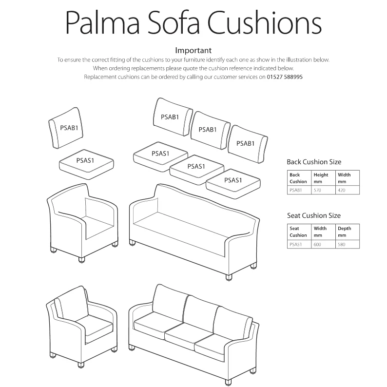 Palma Sofa Set Back Cushion / Cushion Cover PSAB1 - Image 2
