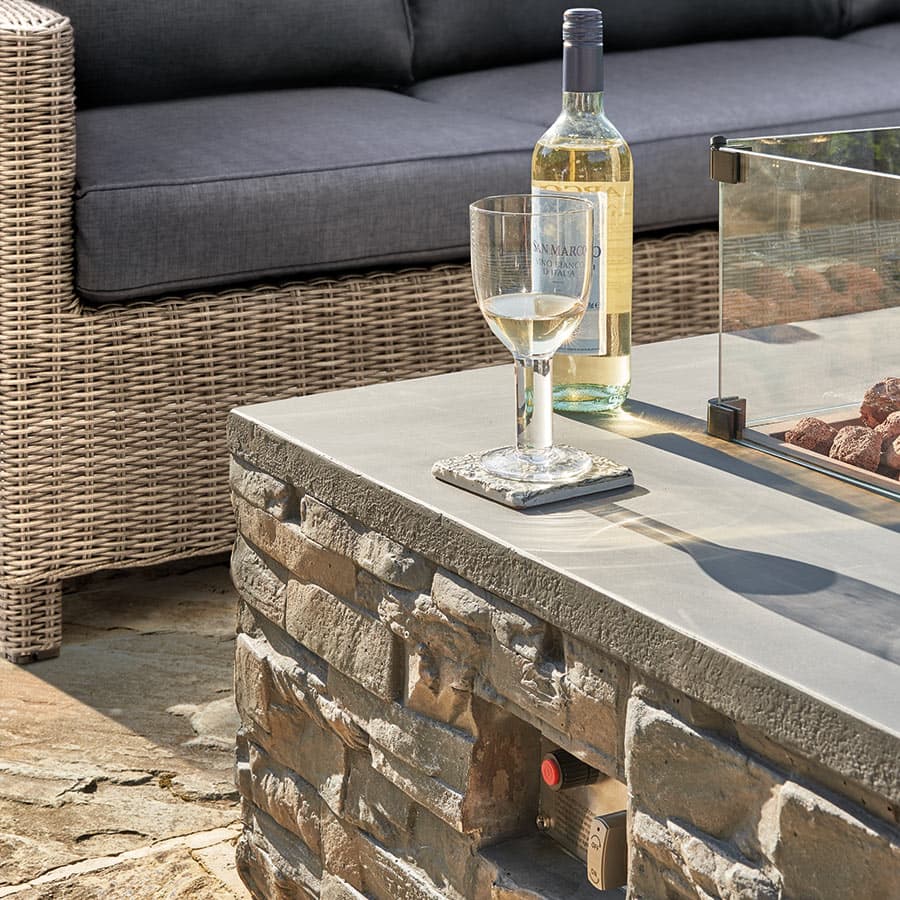 Stone Fire Pit Coffee Table 132 x 85cm - Image 3