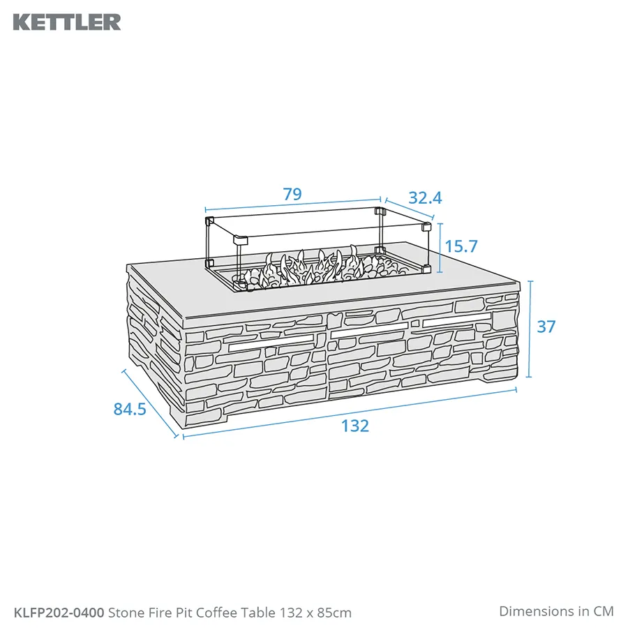 Stone Fire Pit Coffee Table 132 x 85cm - Image 4