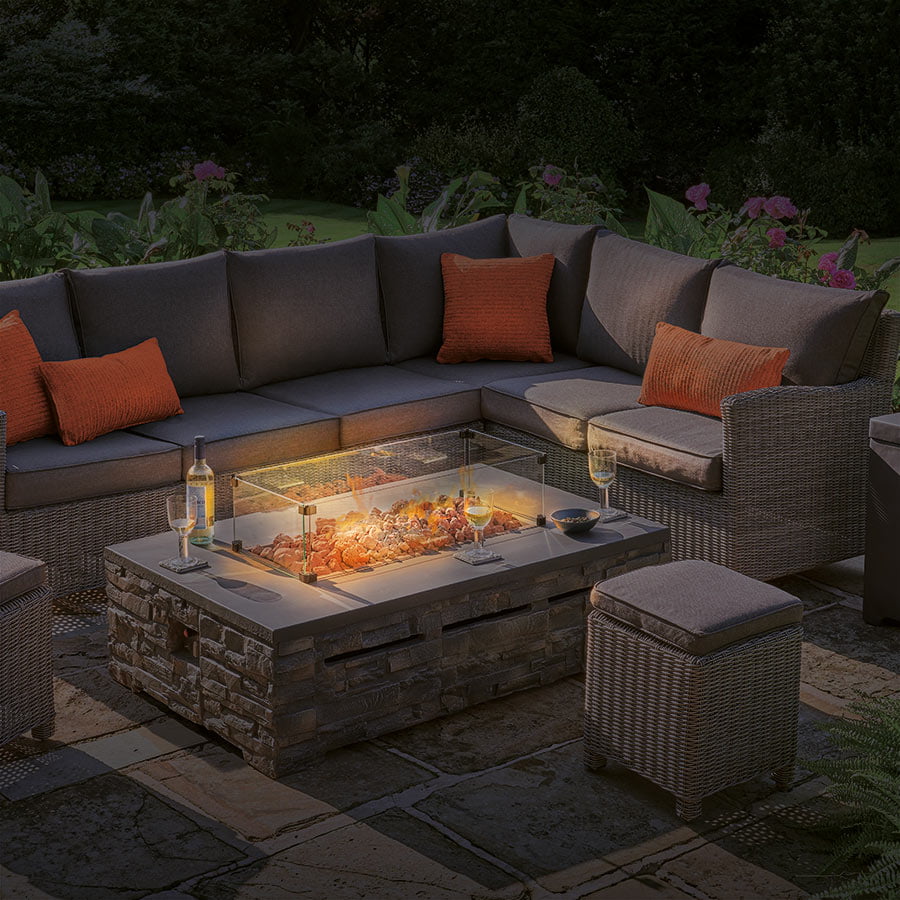 Stone Fire Pit Coffee Table 132 x 85cm - Image 5