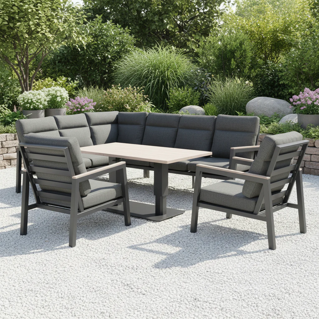 Tudor Corner Set Right Hand with 2 Armchairs and Rectangular High/Low Table - Image 3