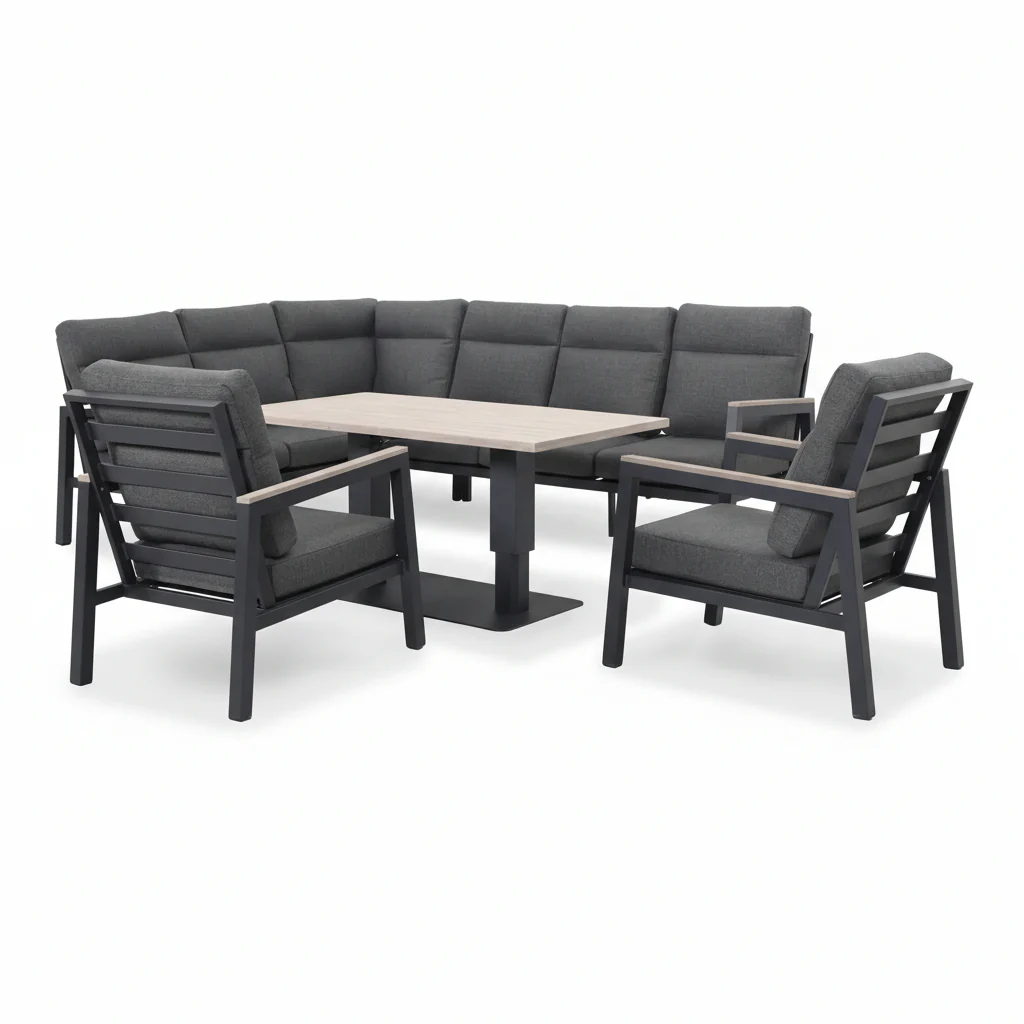 Tudor Corner Set Right Hand with 2 Armchairs and Rectangular High/Low Table - Image 4