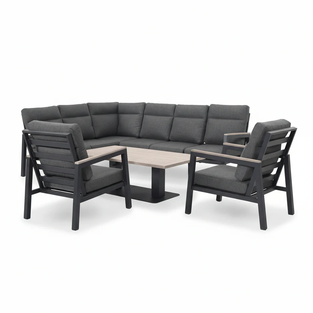 Tudor Corner Set Right Hand with 2 Armchairs and Rectangular High/Low Table - Image 5