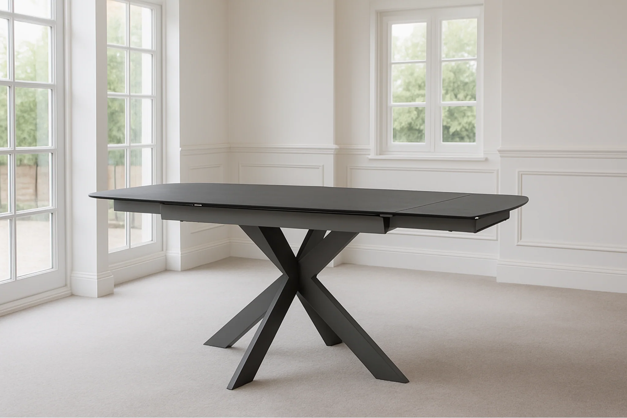 Lorenzo 4 Seat Dining Set with Ceramic Glass Extendable Table with Auto Swivel Chairs - Image 13