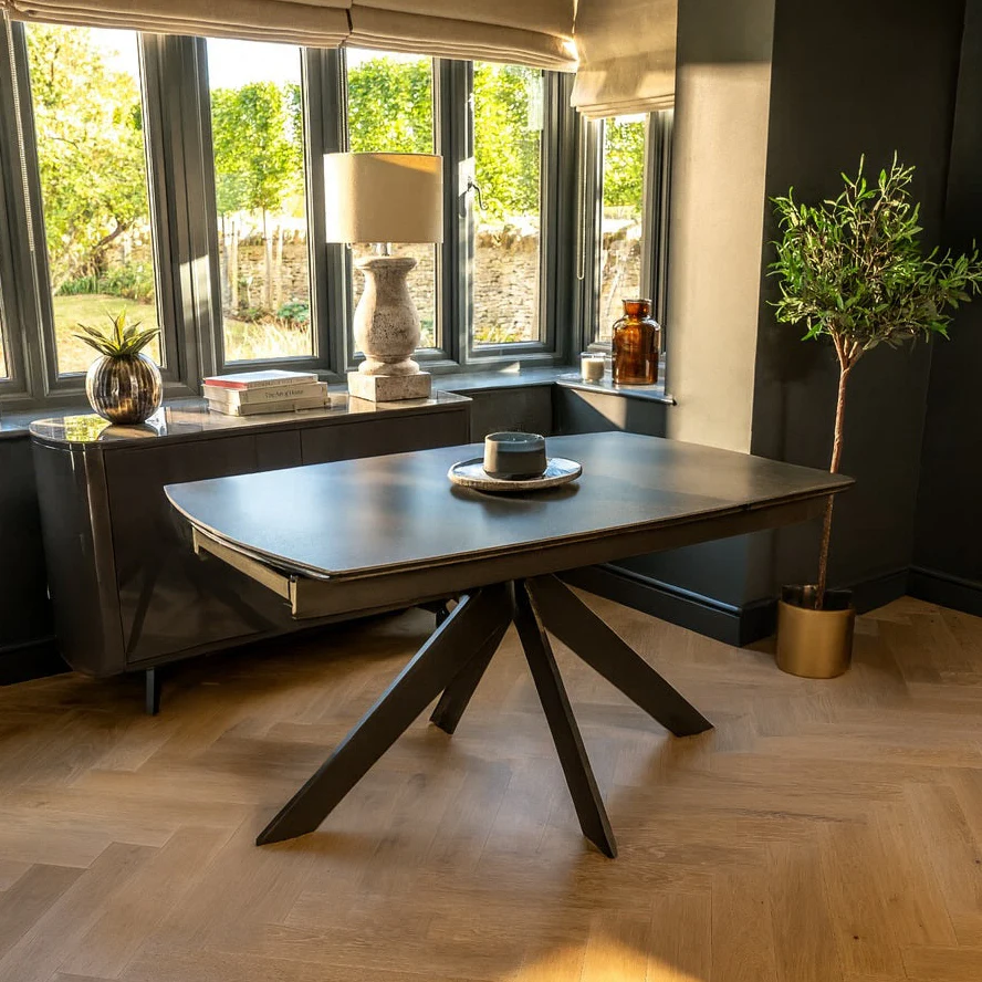 Vermont Extendable Dining Table with Ceramic Glass Table Top - Cloudy Grey - Image 3